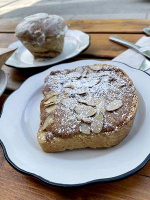 Cinnamon roll + strawberry toast (forgot the name!)