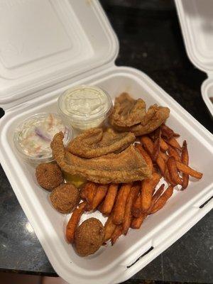 Blue Gill Basket + Sweet Potato Fries