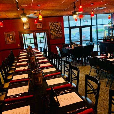 Wine Bar room set up for Monthly WINE DINNER