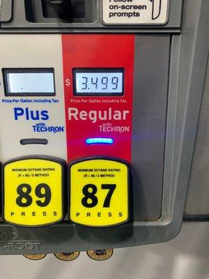 $3.50 per gallon 87 octane cash or Chevron card otherwise $.10 more per gallon January 16, 2021.