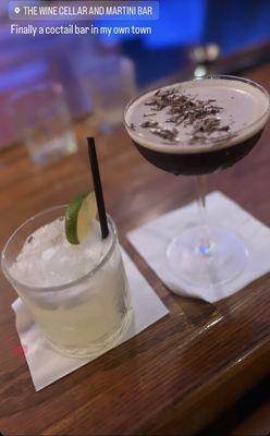 Margarita and chocolate martini