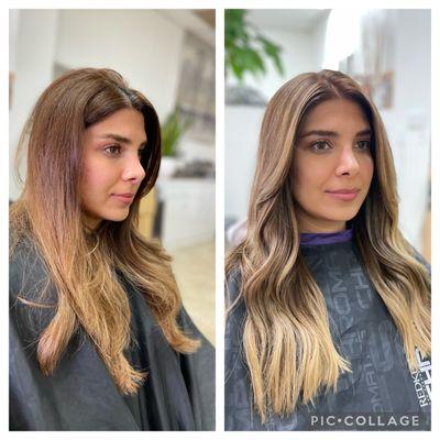 Balayage Ombre w/ root melt and face framing