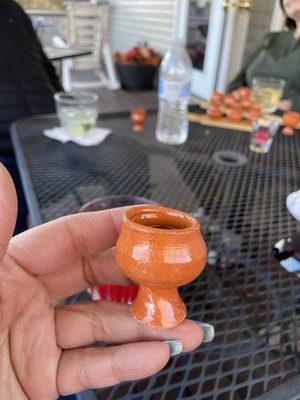 Cheers. Cute shot glass made in Portugal