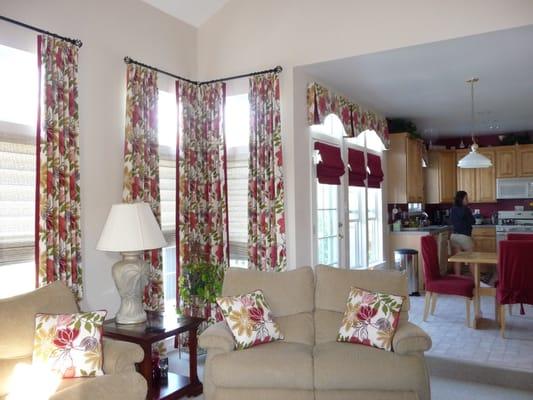 From family room to kitchen, panels to valances and shades.