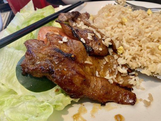 Grilled pork chop with fried rice