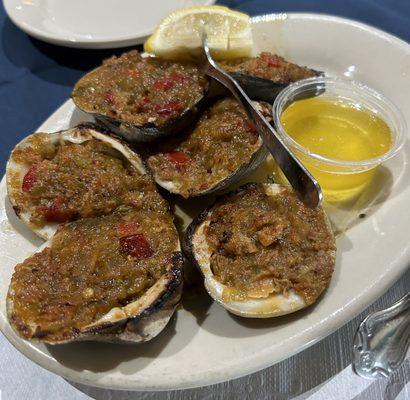 Clams Casino - made fresh daily according to the menu- clams were a nice portion, but very chewy.