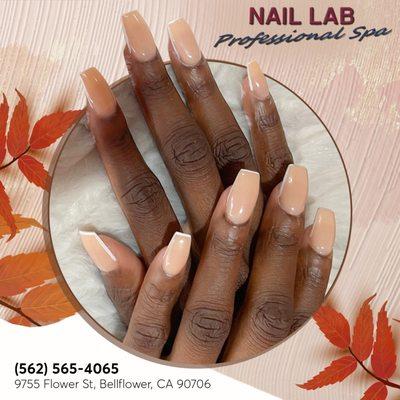 Sleek and stylish!  Try our French Slim Line Coffin nails for a chic and sophisticated look. Ready to nail that elegant vibe?