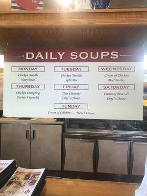 Daily soup menu