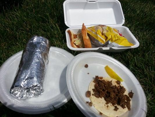 Blue Light Diner.  Asada burrito, taco.  Carnitas slider.