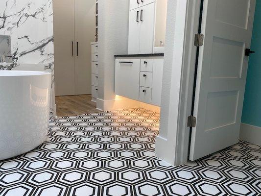 Master bath tile floor.