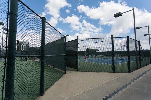 12 Courts with lights located on the 7th floor of the parking structure.