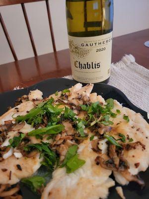 Another great recommendation. Flounder with chablis