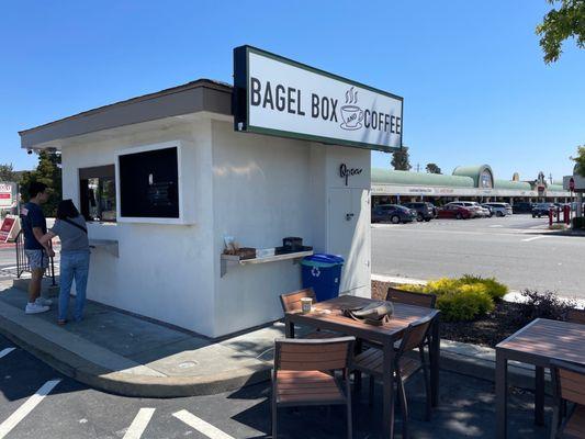 Bagel Box walk-up window on the back side.