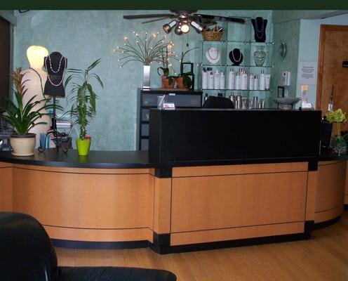 Hairanoia Salon and New Earth Handcrafted Jewelry Reception Desk.