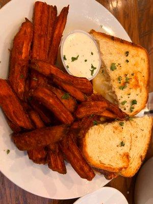 Sweet potato fries, grilled cheese