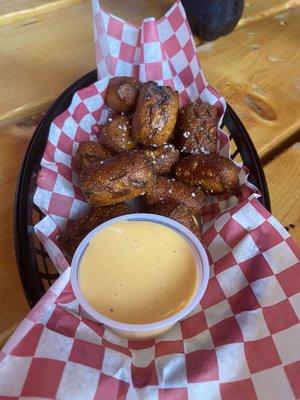 Pretzel bites with beer cheese.