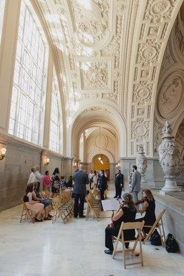 Duet at a weekday City Hall wedding.  Photo by Vivian Chen Photography