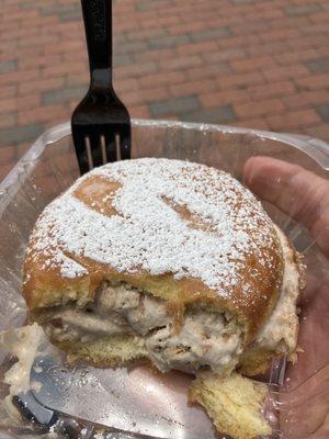 Doughnut filled with ice cream