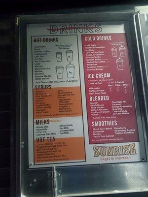 Drink menu