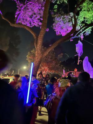 Many Cool Decorated Houses up & down Clark Ave for Trick or Treaters. It intersects with The Burbank Clown House Halloween 2023