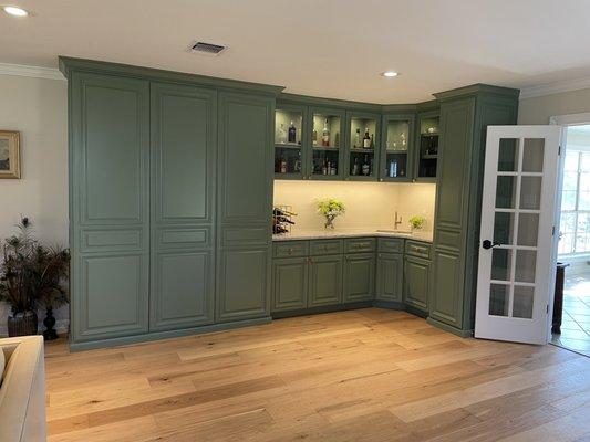 Custom wet bar in living room.