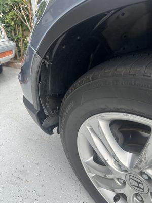 They sent the car home like this and still after over a month and numerous times going back they still haven't repaired this.