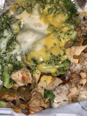 Chicken & broccoli stuffed potato