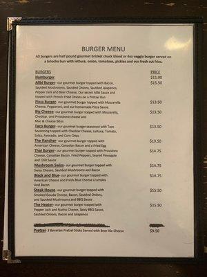 Alibi lounge burger menu page 3