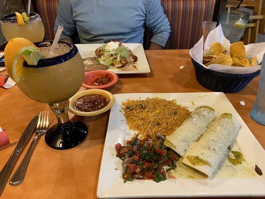 Margarita and enchiladas