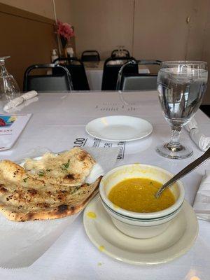 Daal soup and some garlic naan