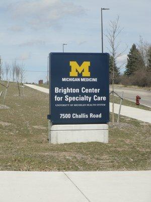 Brighton Center for Specialty Care:  Street sign.