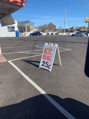 Bag of ice twenty five cents at Elsa's Foodmart in Mesa