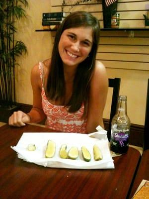 Molly Gaddy with her collection of new pickles.