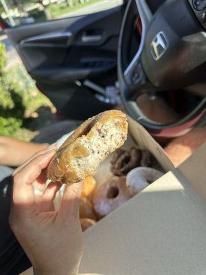 Glazed blueberry cake donut