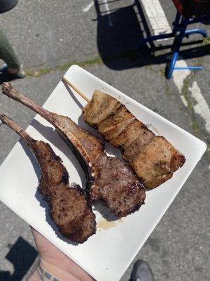 From left to right: Kobe beef, lamb, Eel