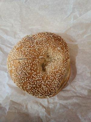 Sesame bagel with scallion cream cheese