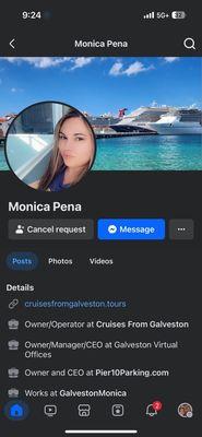 Facebook account for Monica Pena.