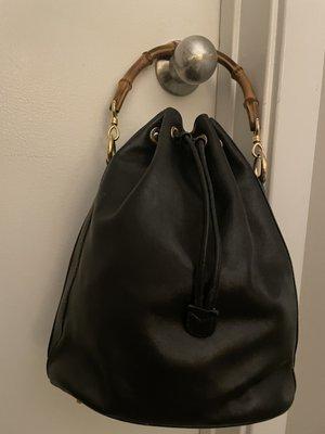 After picture of restored Vintage Gucci Bamboo drawstring bag