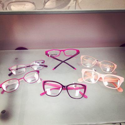 Look pretty in pink with a pair of Kate Spade, Betsey Johnson, or Modo glasses.