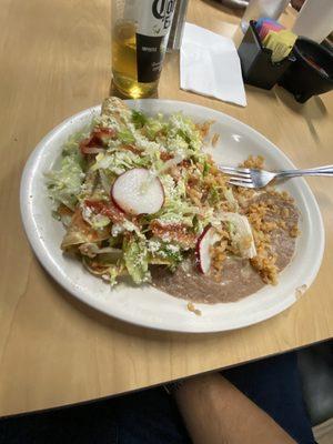 Rolled tacos with rice and beans