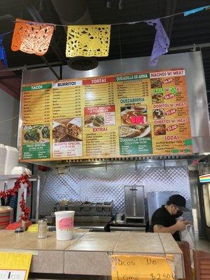 Taqueria area and menu