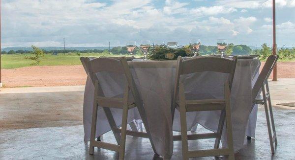 Dinner space with beautiful hill country views