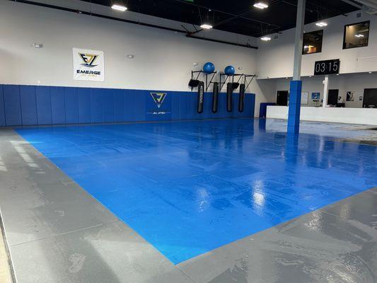 Mat space, we disinfect and clean mats daily