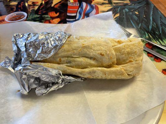 California Burrito with guacamole and sour cream.