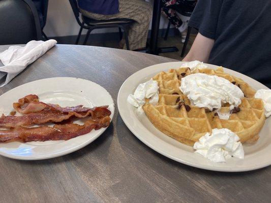 Chocolate chip Belgian waffle