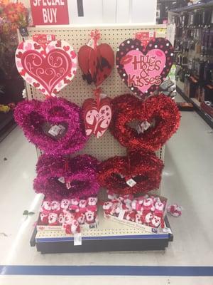 First day of the new year and Valentine's Day decorations are already out