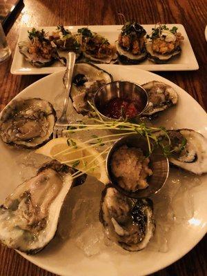 Fried oysters with chive and cream cheese , Buck-A-shuck Oysters