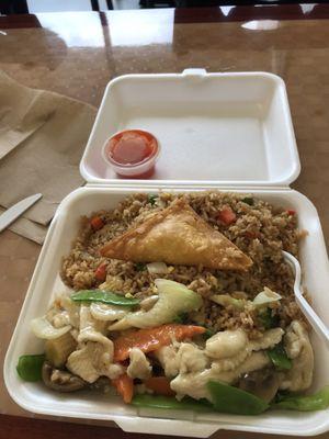 Chicken stir-fry LUNCH! It's huge and delicious!