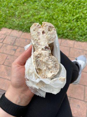 French Toast bagel with cinnamon, raisin, walnut cream cheese