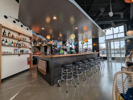 Bar seating - looked more comfy than where we sat. Note the purse hooks under the bar.